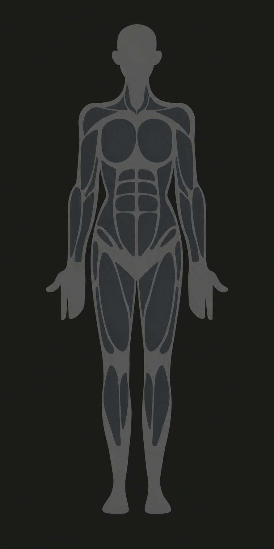 Reference-style female body map without callout lines